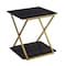 Armen Living Westlake Dark Brown Veneer End Table with Brushed Gold Legs LCWLLABRGLD - alternate 1